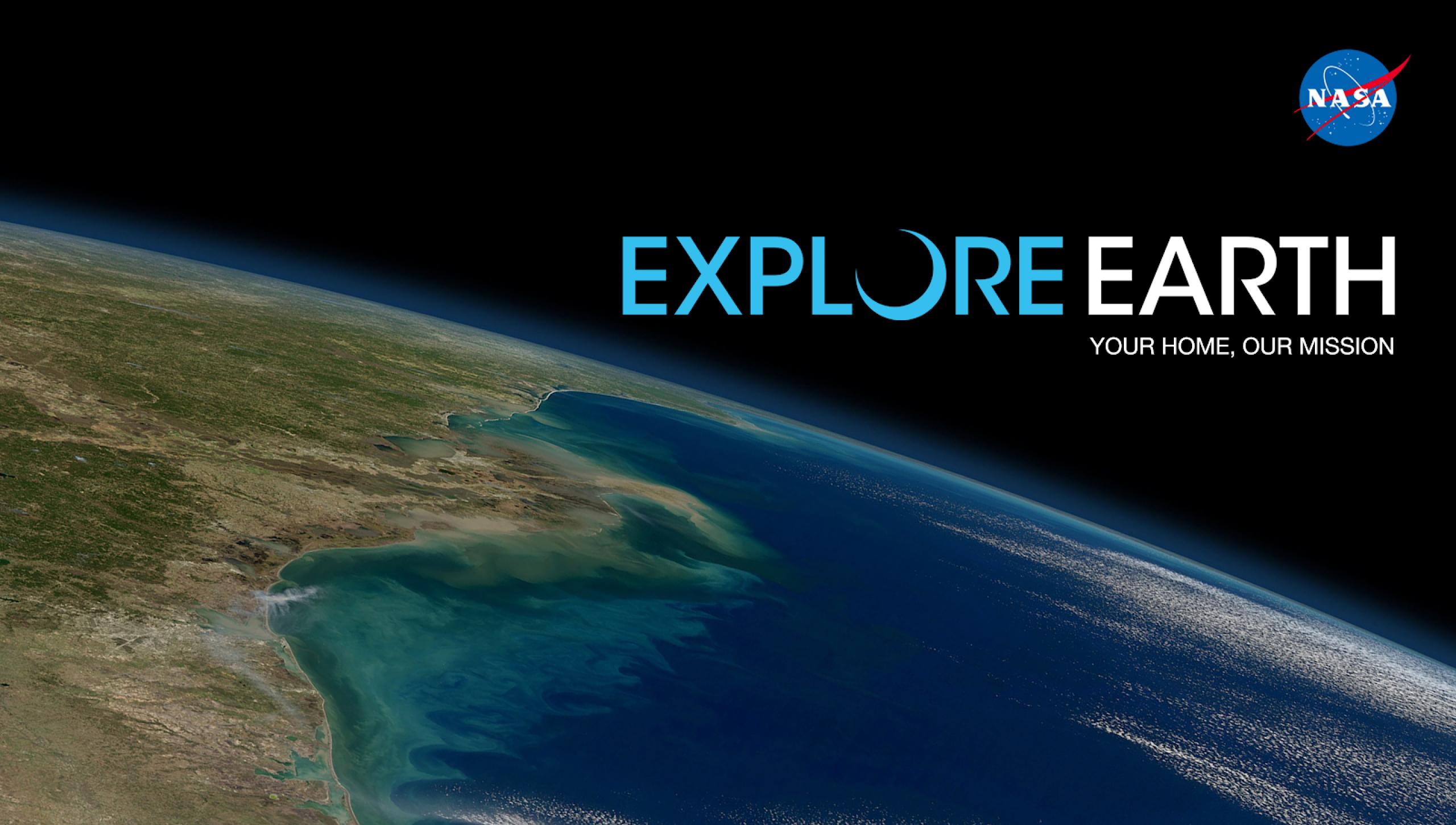 Explore Earth title overlaying an image of the earth