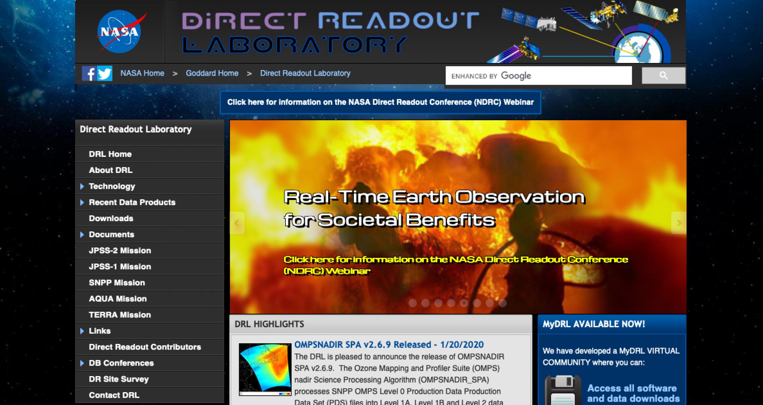 Screenshot of Direct Readout Laboratory website