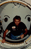 Owen Garriott in the Spacelab 1 tunnel