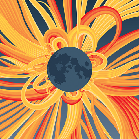 Artistic illustration of solar eclipse around Earth